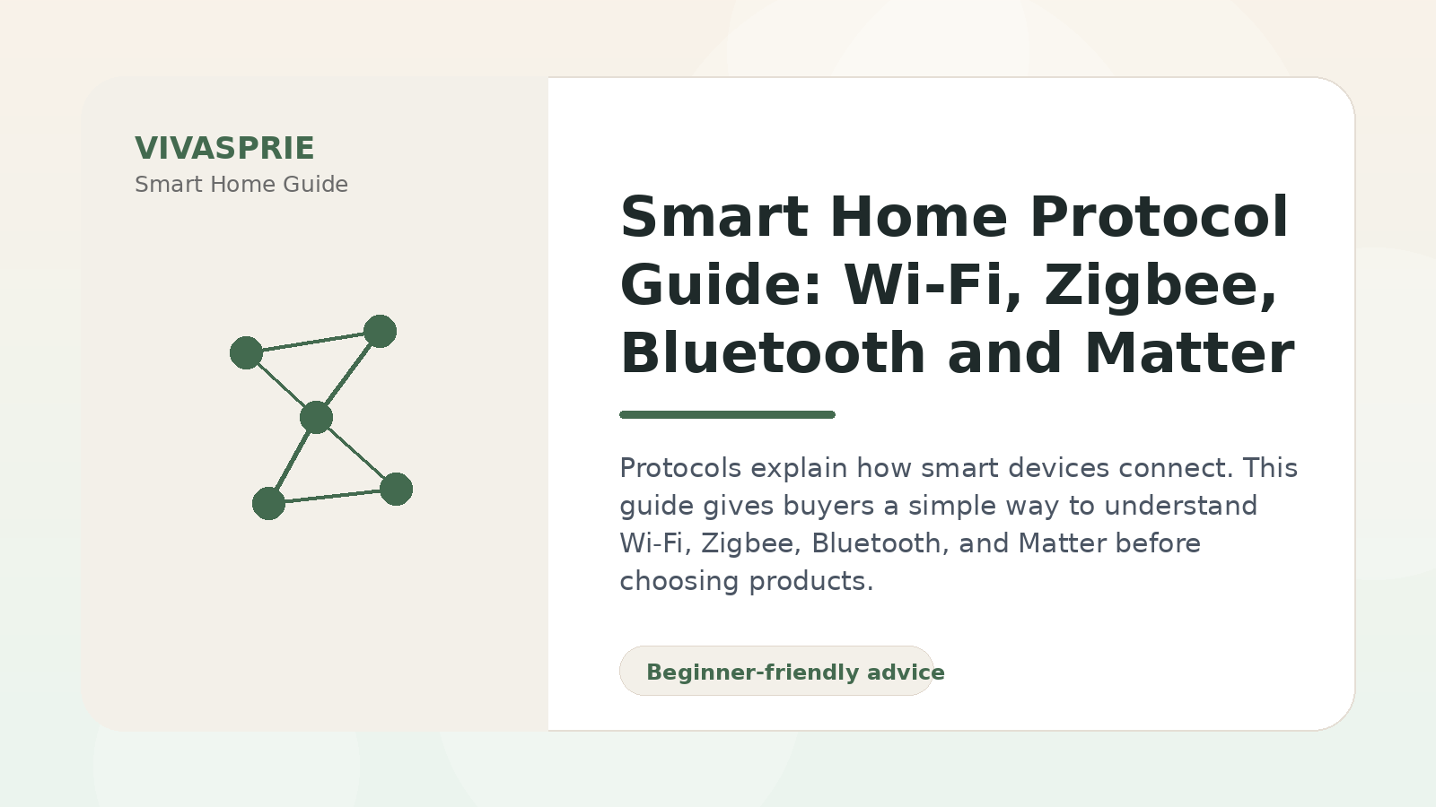 Smart Home Protocol Guide: Wi-Fi, Zigbee, Bluetooth and Matter — practical smart home guide by VIVASPRIE