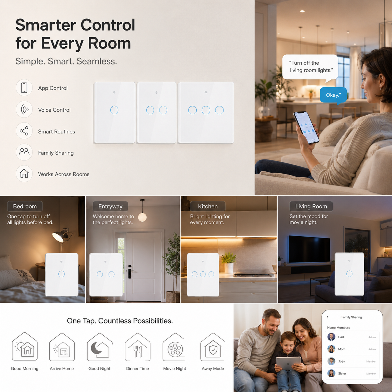 Matter Wi-Fi Smart Touch Light Switch detail image 5