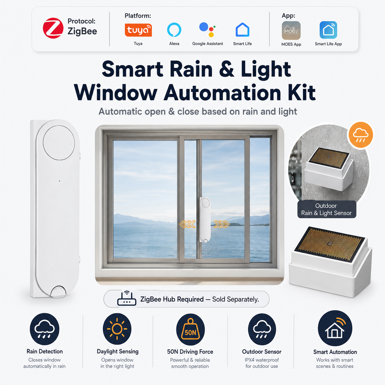 Smart Rain & Light Window Automation Kit window and curtain automation product image 9