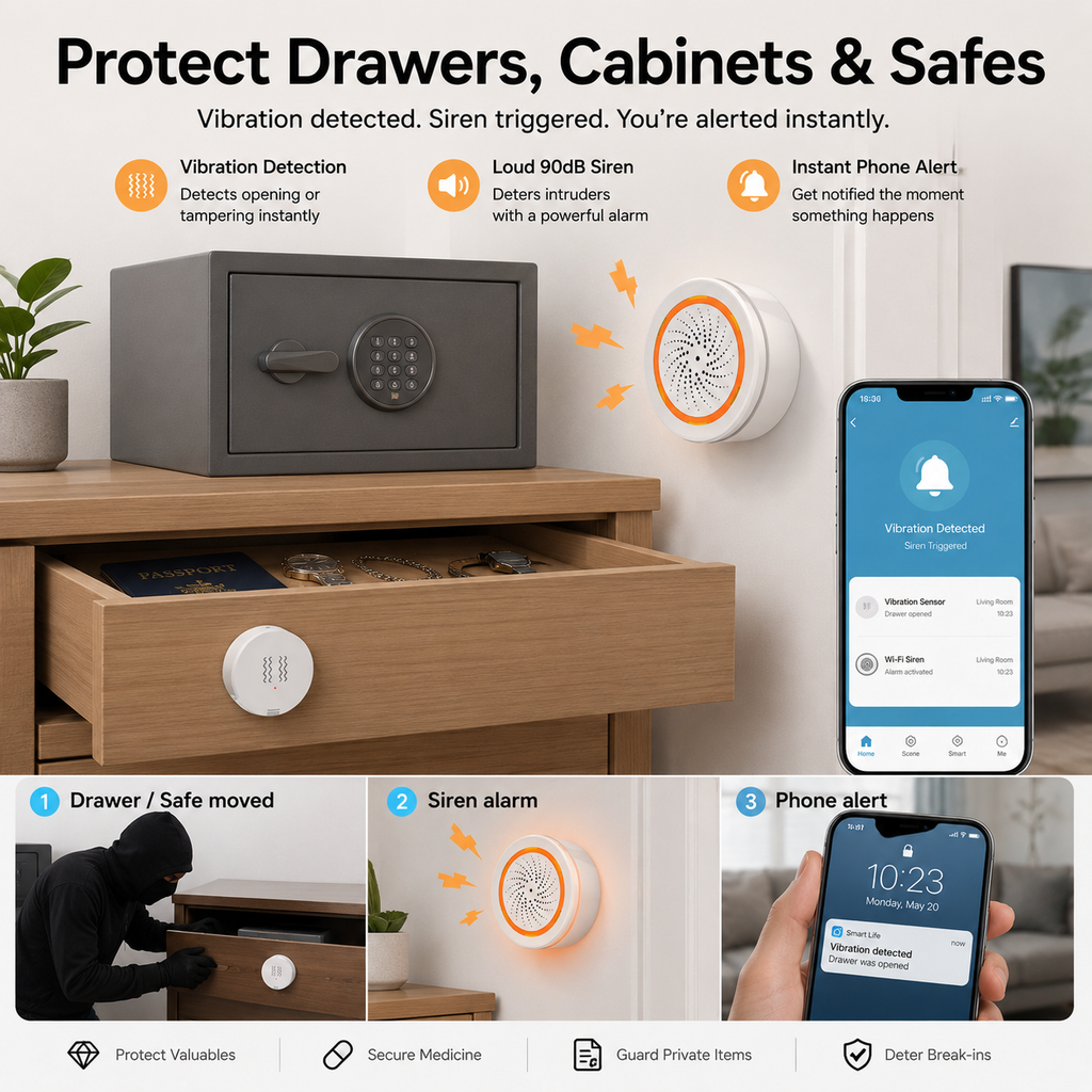 Zigbee Vibration Sensor Alarm Kit smart safety and security product image 5