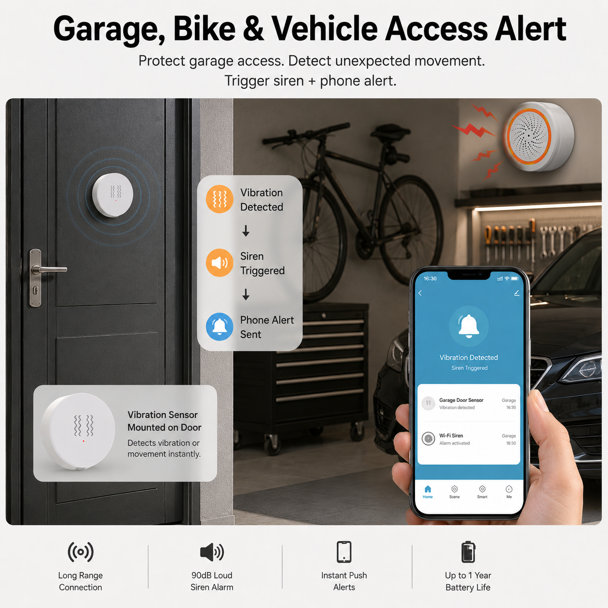 Zigbee Vibration Sensor Alarm Kit smart safety and security product image 4