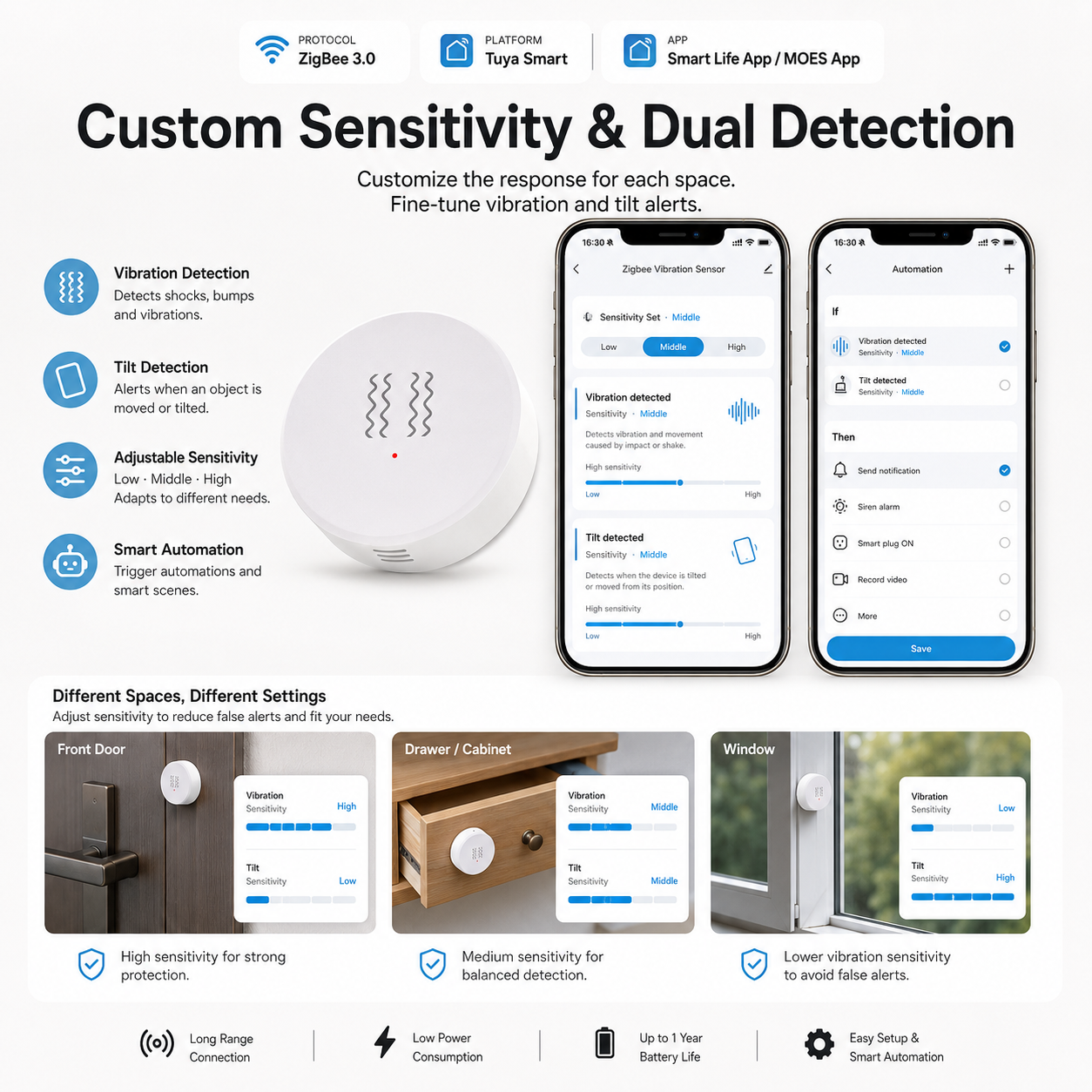 Zigbee Vibration Sensor Alarm Kit smart safety and security product image 8