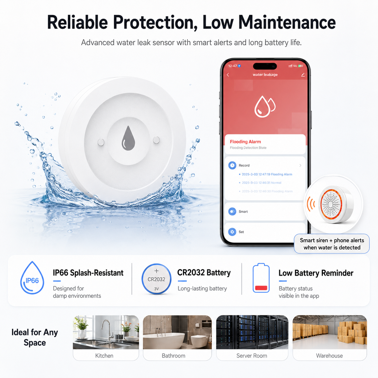 Water Leak Sensor Alarm Kit water leak protection product image 6