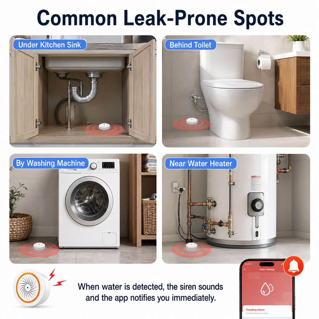Water Leak Sensor Alarm Kit water leak protection product image 7