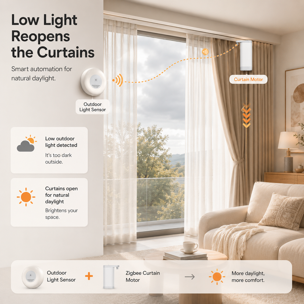 Smart Curtain Automation Bundle with Light Sensor window and curtain automation product image 4