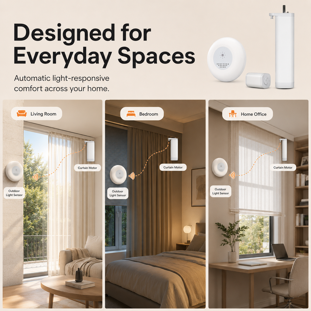 Smart Curtain Automation Bundle with Light Sensor window and curtain automation product image 5