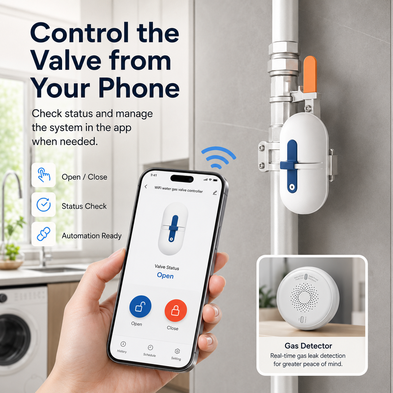 Automatic Gas Shutoff Kit with Smart Valve Controller gas safety automation product image 3