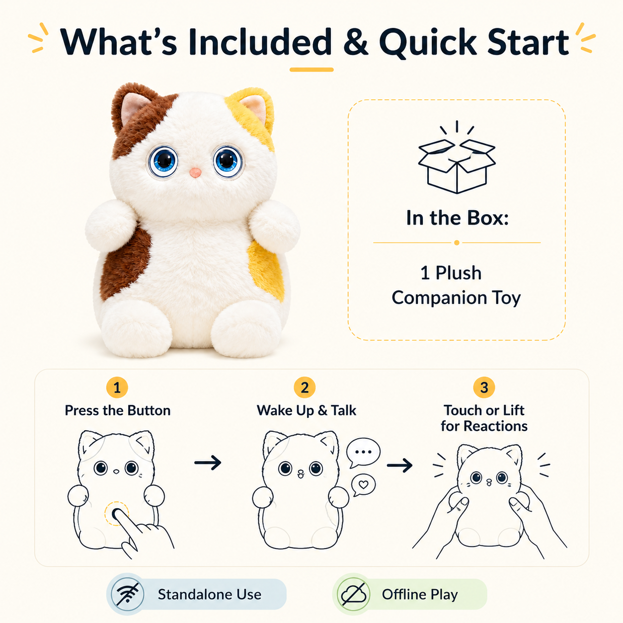 AI Plush Cat Companion Toy with Moving Eyes & Tuya Support smart toy product image 6