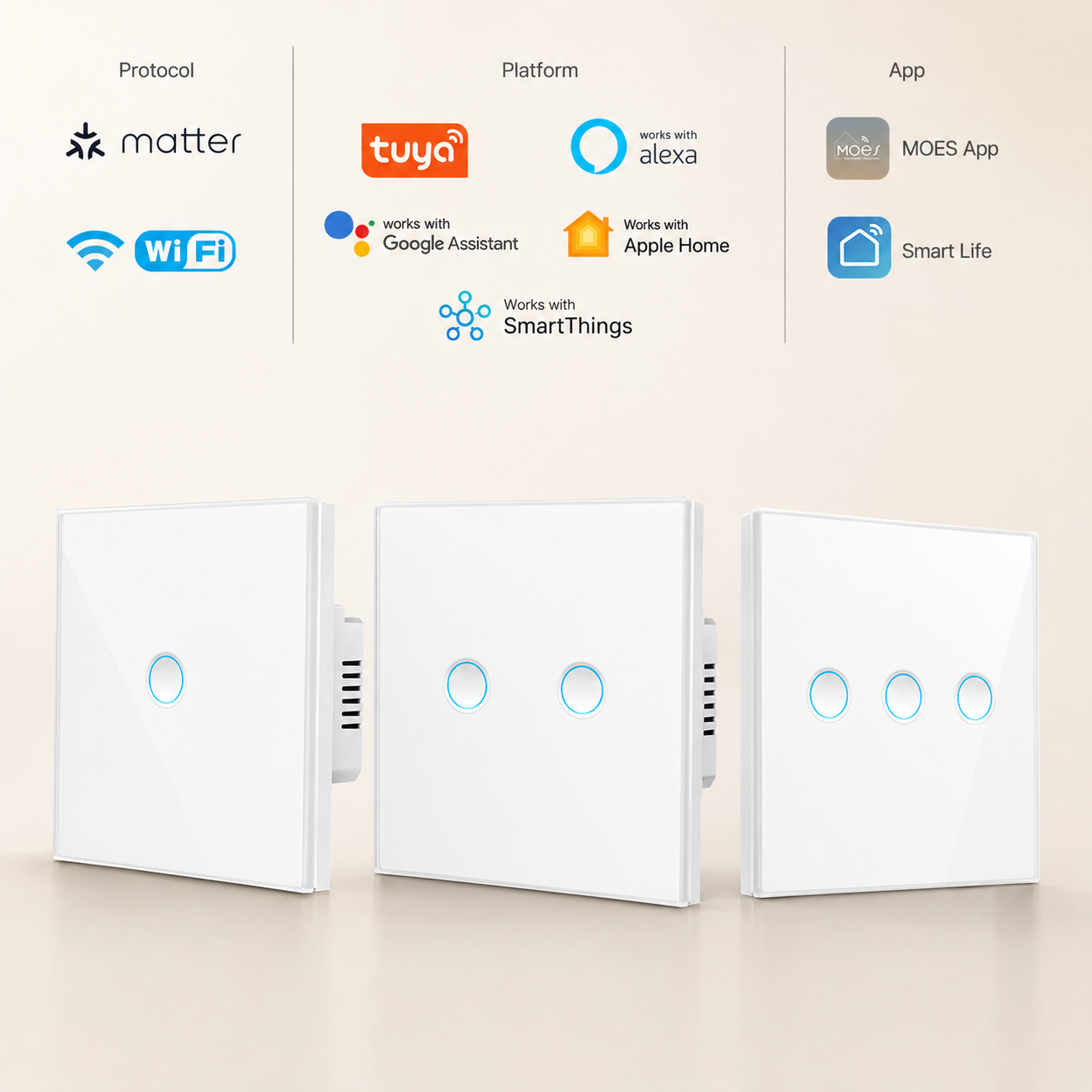 Matter Wi-Fi Smart Touch Light Switch main product image
