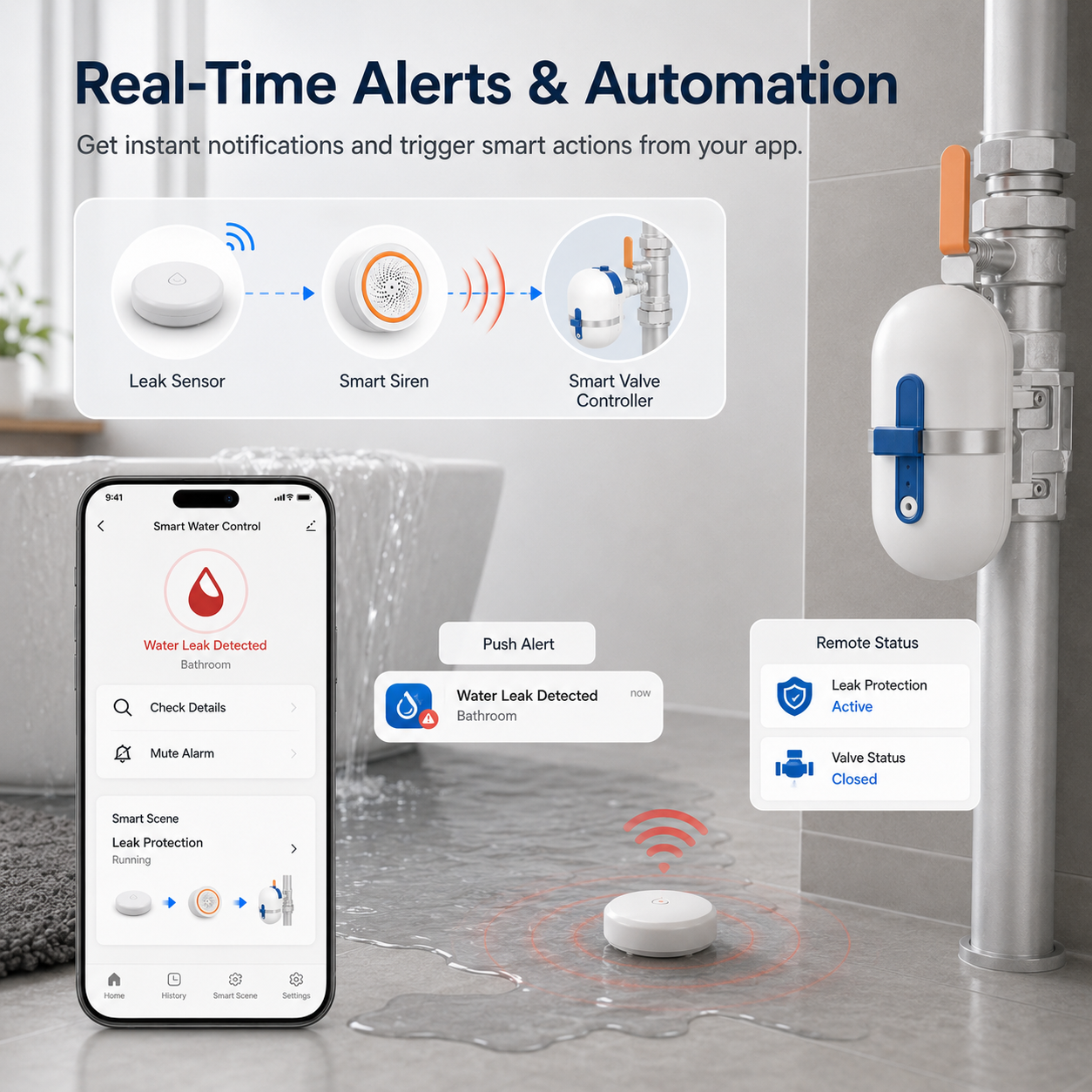 Smart Water Leak Protection Kit with Valve Controller water leak protection product image 6