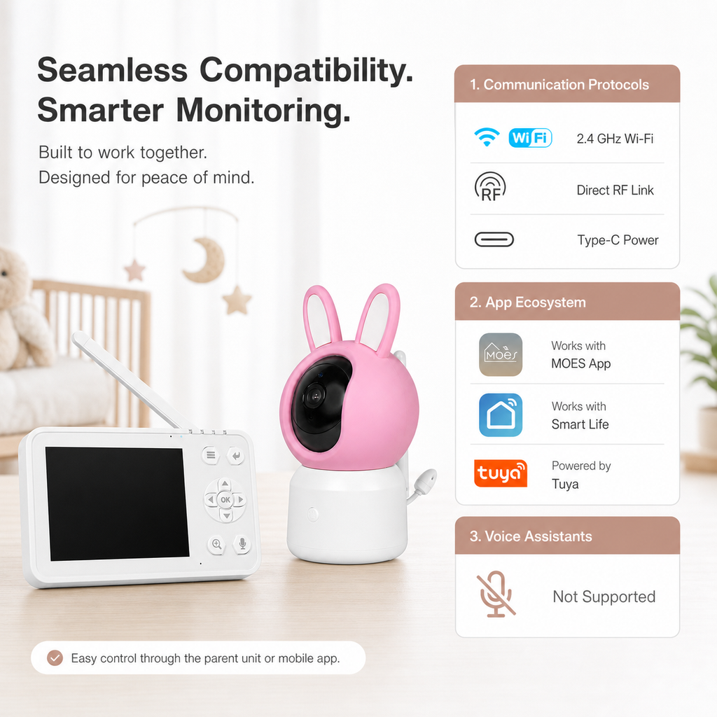Smart Wi-Fi Baby Monitor Camera with LCD Screen smart safety and security product image 9