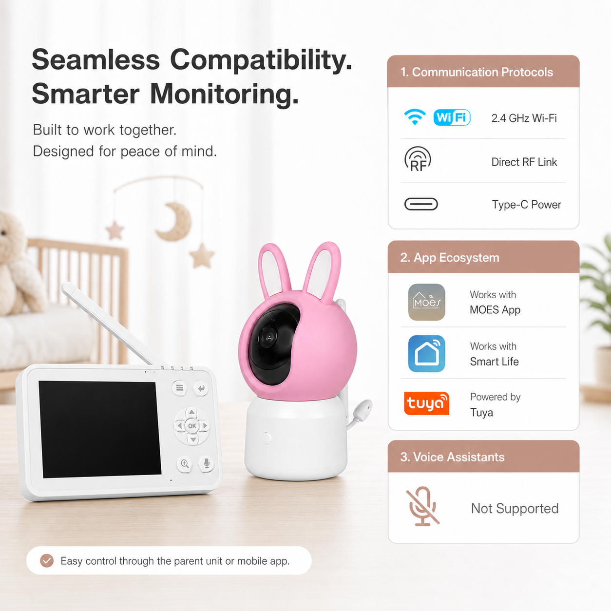 Smart Wi-Fi Baby Monitor Camera with LCD Screen smart safety and security product image 9