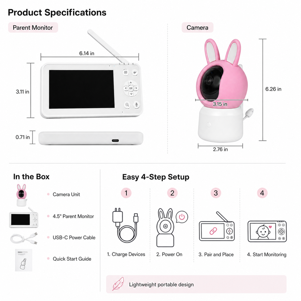 Smart Wi-Fi Baby Monitor Camera with LCD Screen smart safety and security product image 8