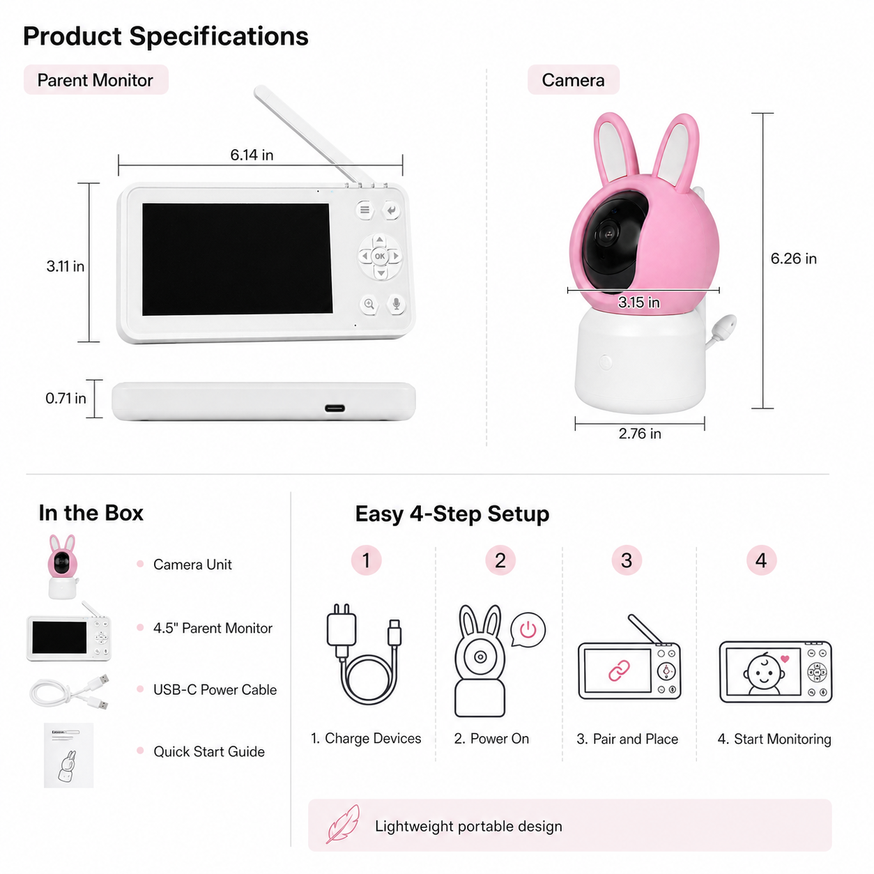 Smart Wi-Fi Baby Monitor Camera with LCD Screen smart safety and security product image 8
