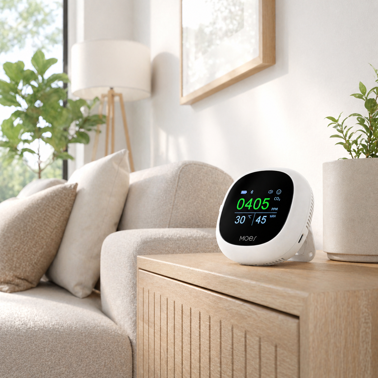 Bluetooth CO2 Monitor with Temperature & Humidity smart safety and security product image 3