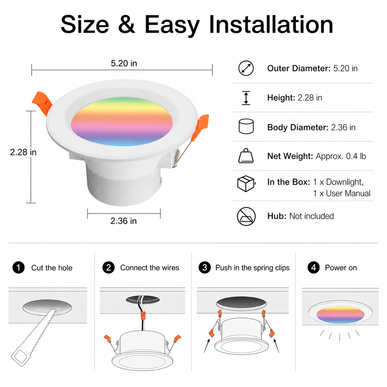 Zigbee RGB LED Downlight, 6W smart irrigation product image 8