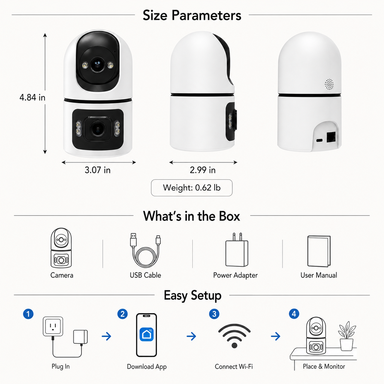 Smart Wi-Fi Dual-Lens Pan-Tilt Indoor Camera smart safety and security product image 8