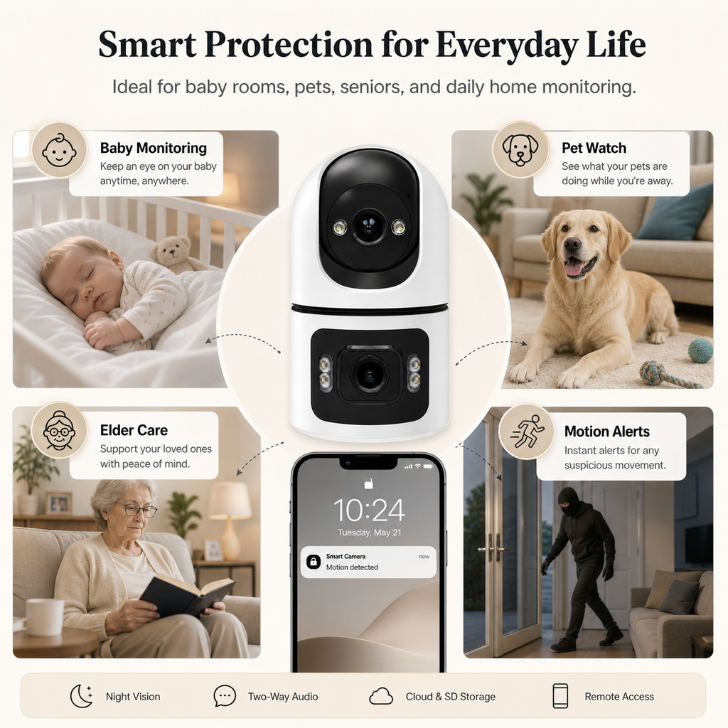 Smart Wi-Fi Dual-Lens Pan-Tilt Indoor Camera smart safety and security product image 5