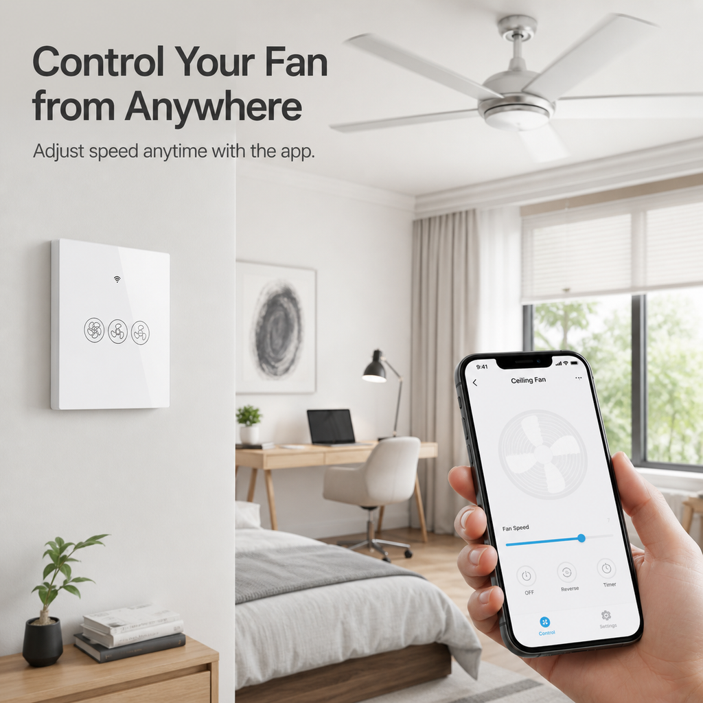 Smart Wi-Fi Ceiling Fan Speed Control Switch smart safety and security product image 4
