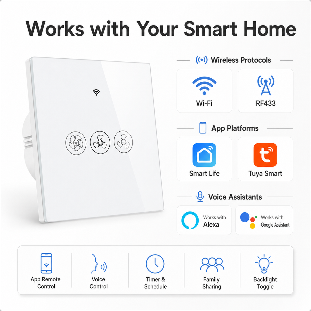 Smart Wi-Fi Ceiling Fan Speed Control Switch smart safety and security product image 9