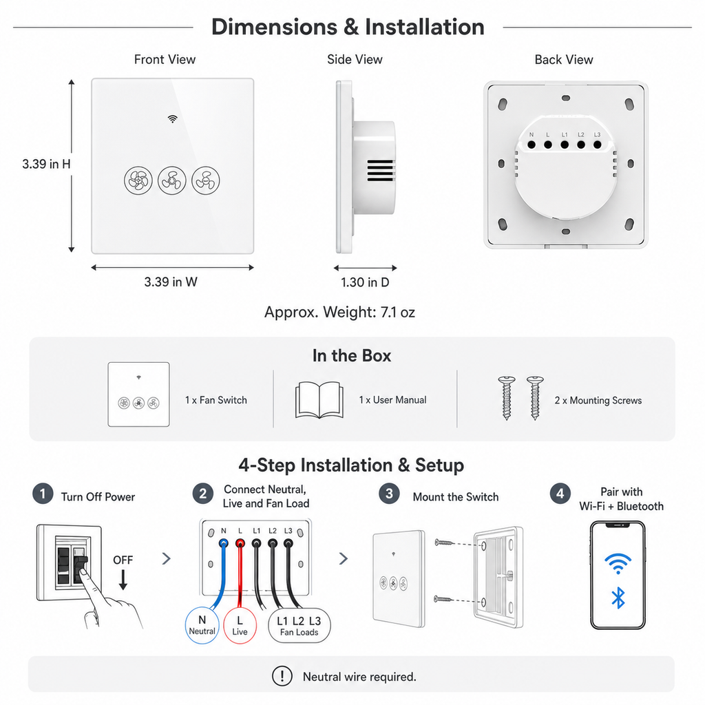 Smart Wi-Fi Ceiling Fan Speed Control Switch smart safety and security product image 8