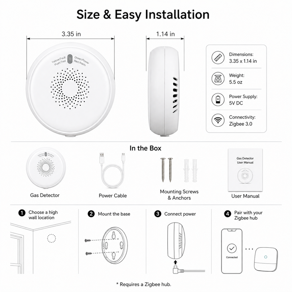 Zigbee Combustible Gas Detector gas safety automation product image 8