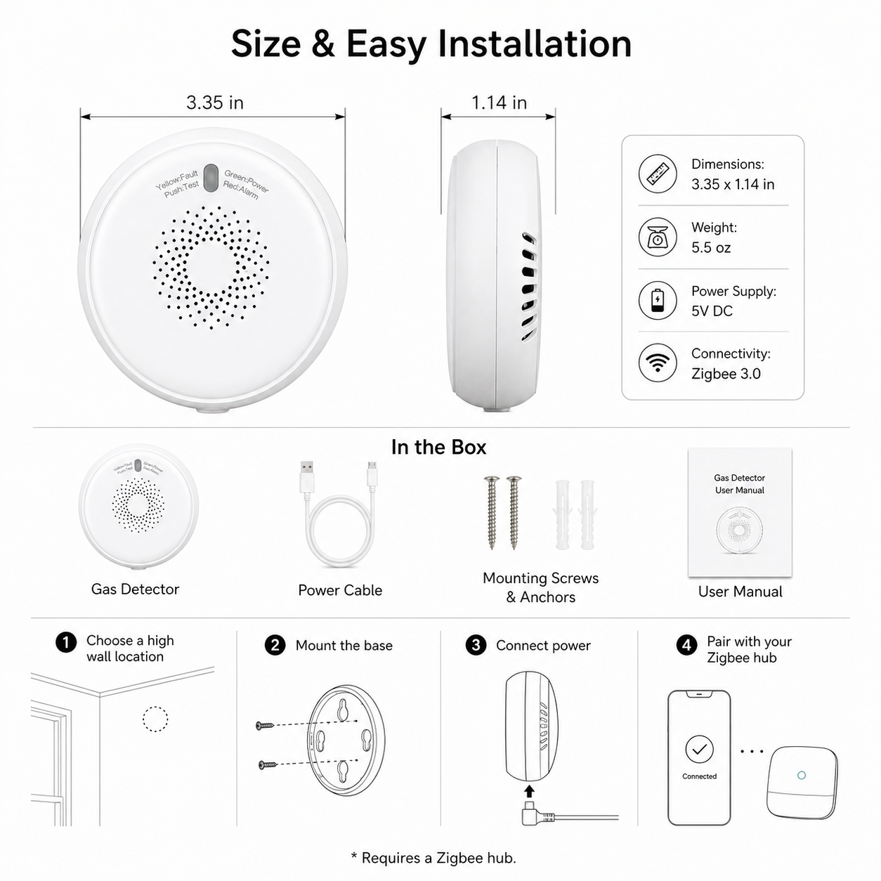 Zigbee Combustible Gas Detector gas safety automation product image 8