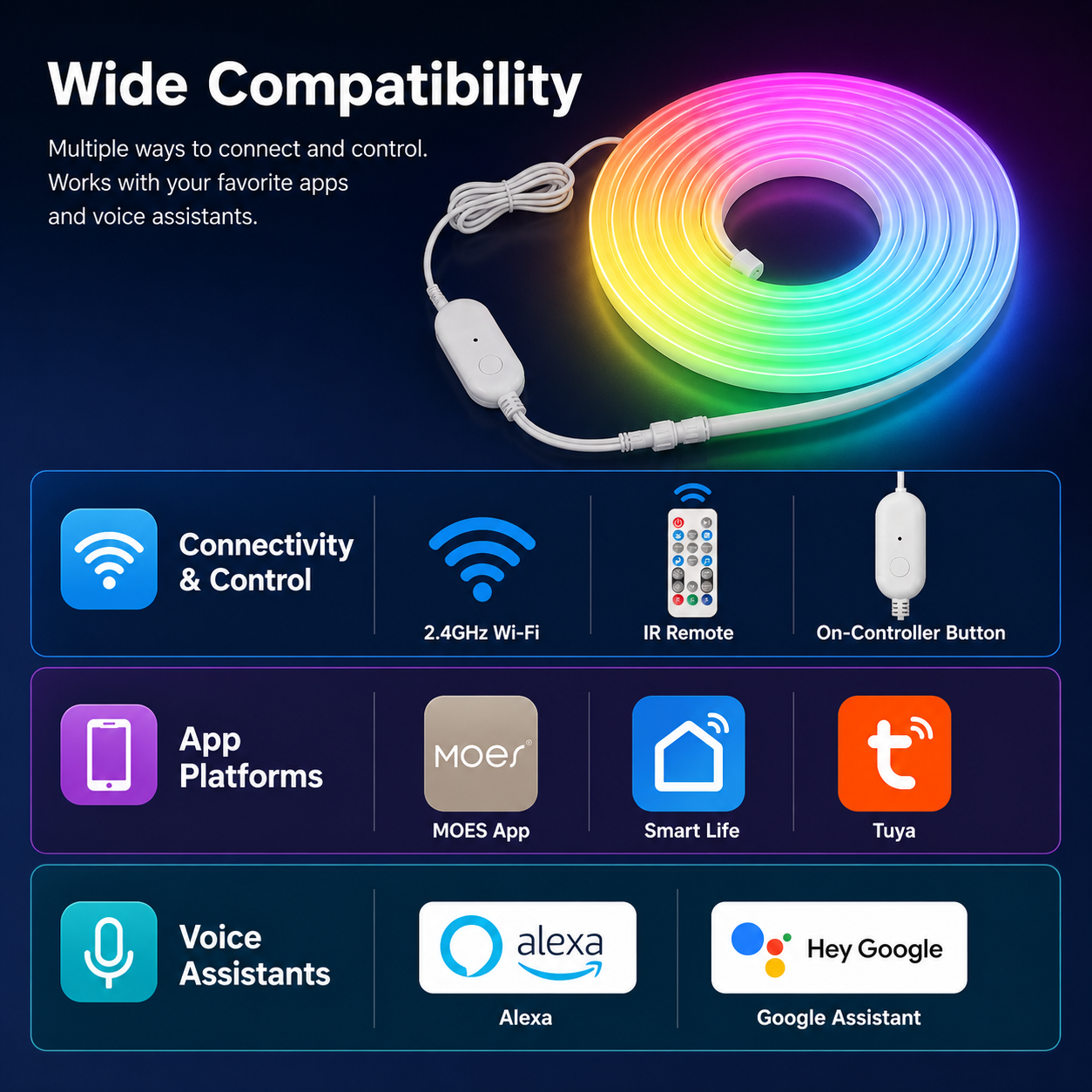 Smart Wi-Fi RGBIC Neon LED Strip Light smart irrigation product image 9