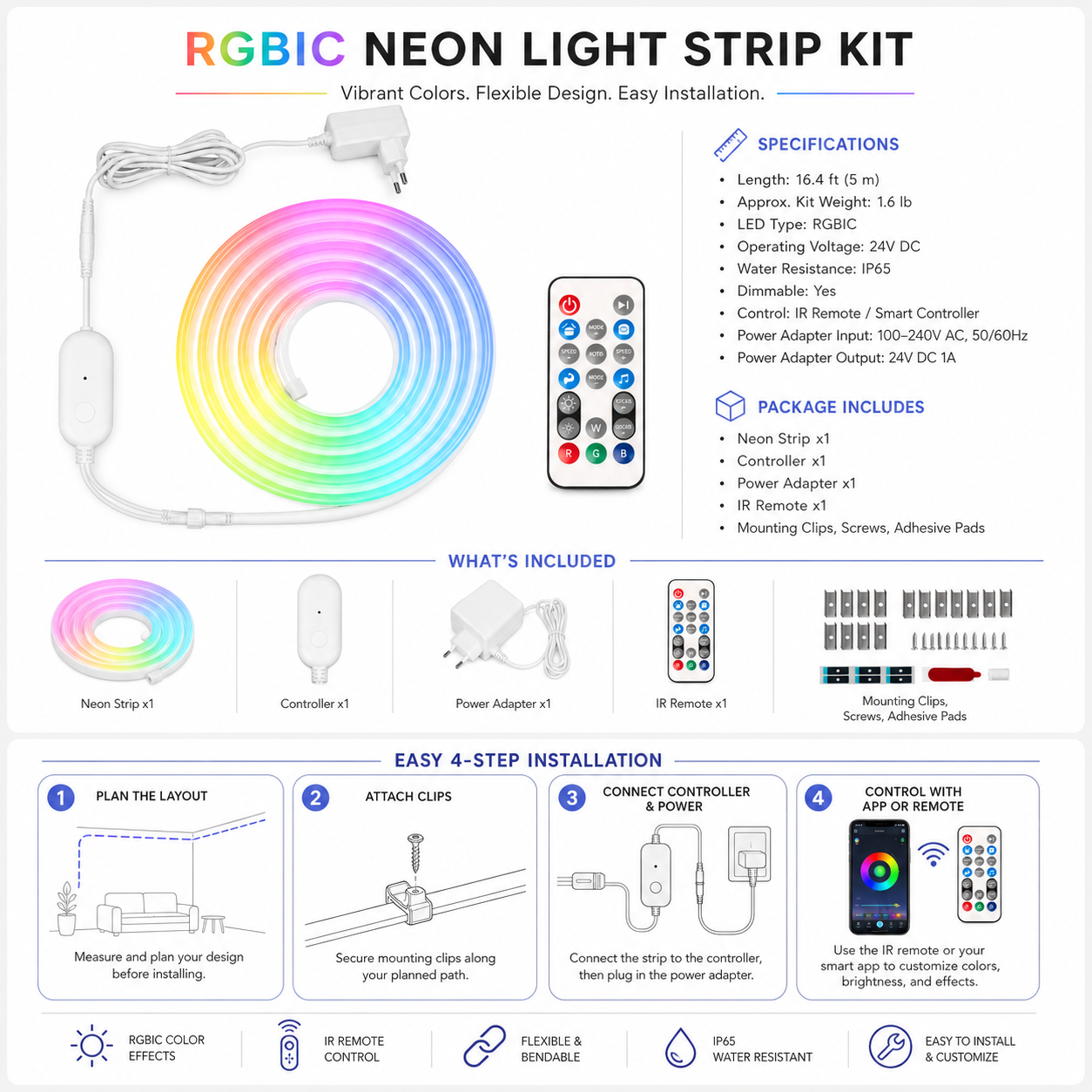 Smart Wi-Fi RGBIC Neon LED Strip Light smart irrigation product image 8