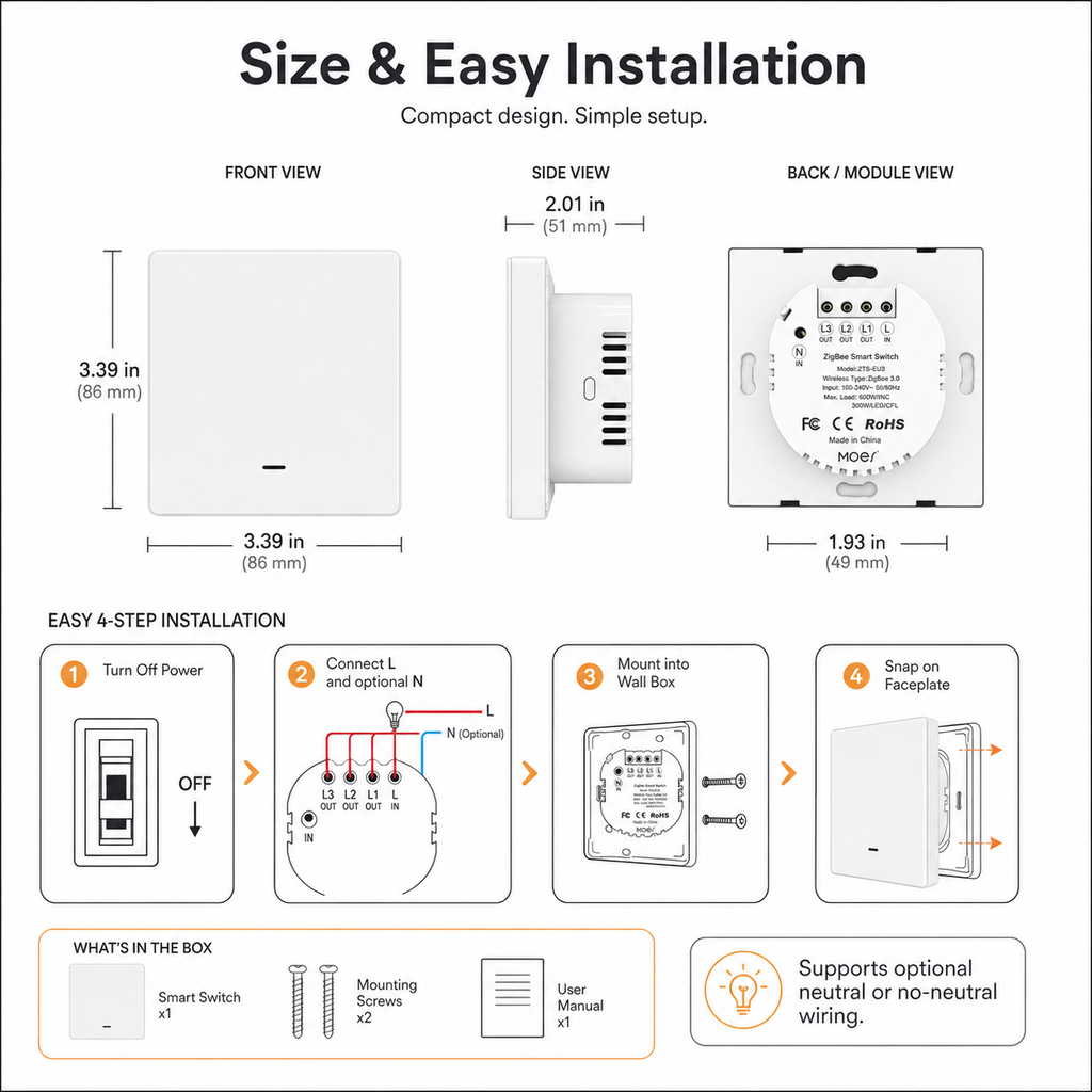 Zigbee 1-Gang Smart Wall Switch detail image 8