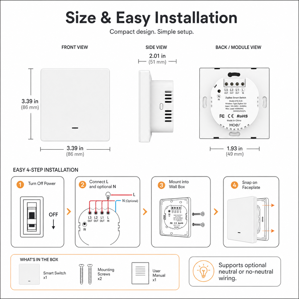 Zigbee 1-Gang Smart Wall Switch detail image 8