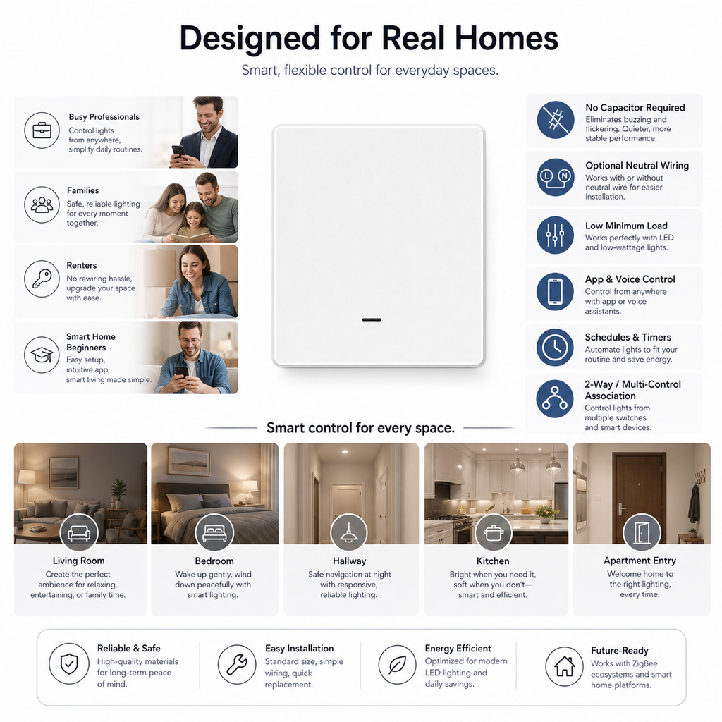 Zigbee 1-Gang Smart Wall Switch detail image 5