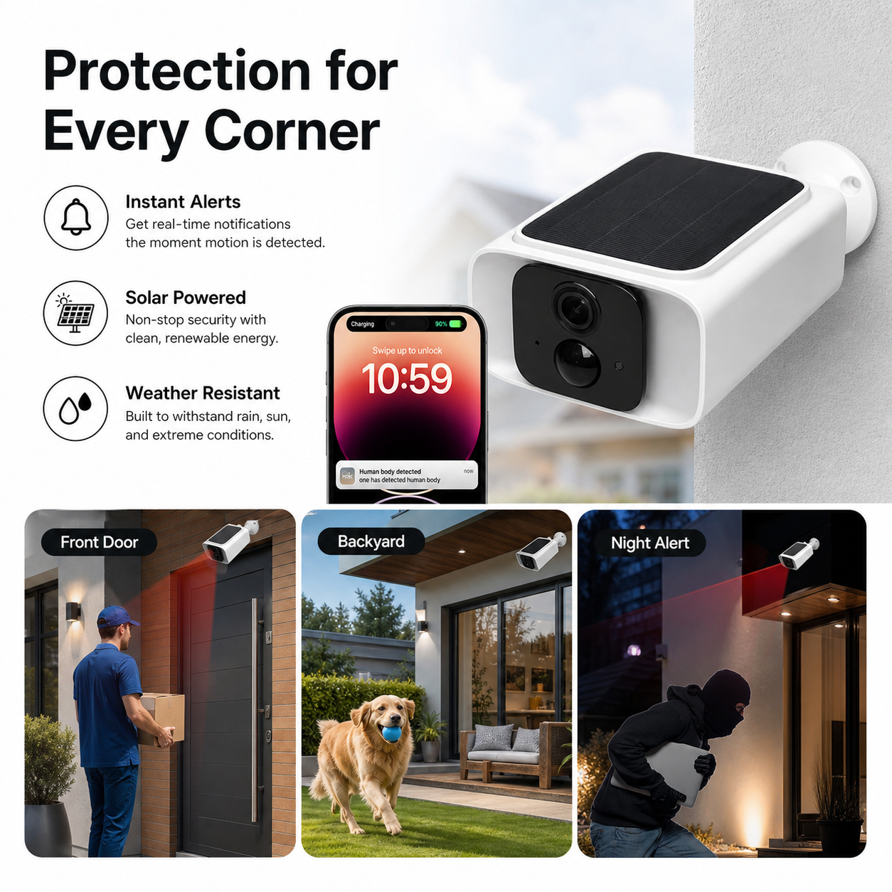 Smart Solar Wi-Fi Outdoor Security Camera smart safety and security product image 5