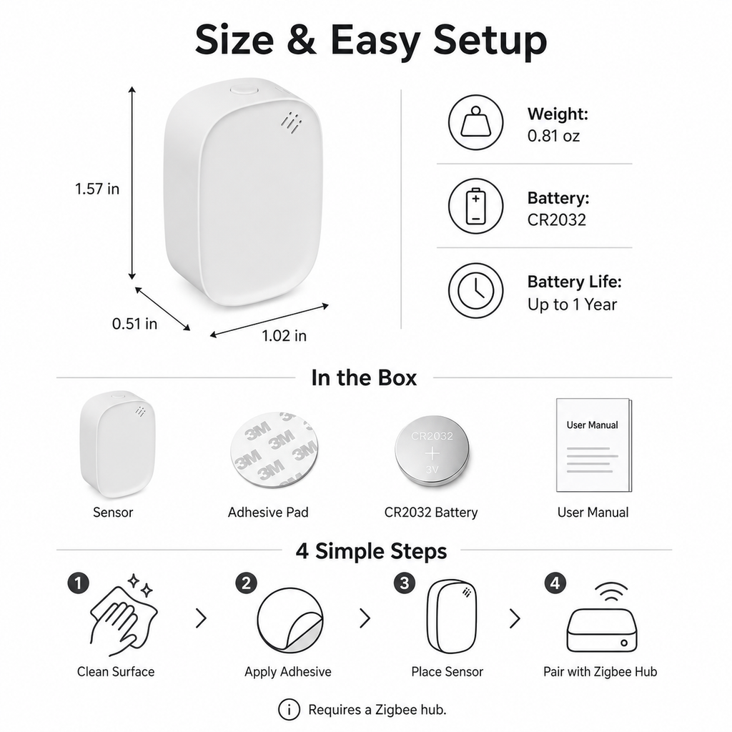 Zigbee Temperature & Humidity Sensor smart safety and security product image 8