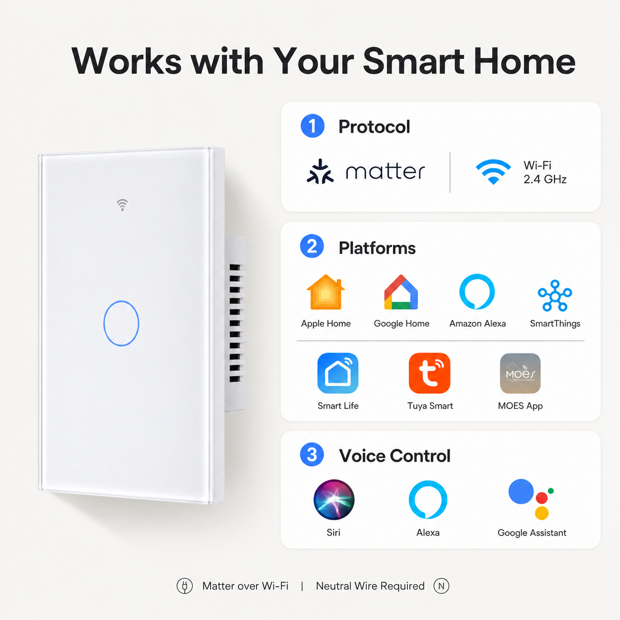 Matter Wi-Fi Smart Touch Light Switch detail image 9