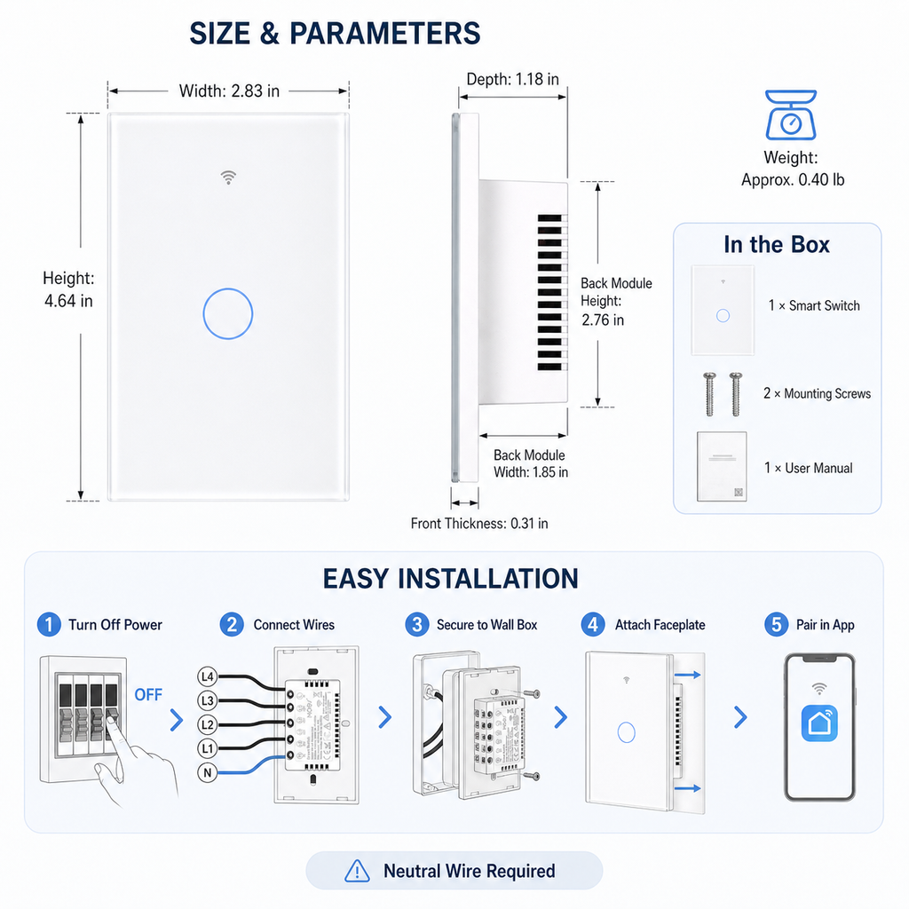 Matter Wi-Fi Smart Touch Light Switch detail image 8