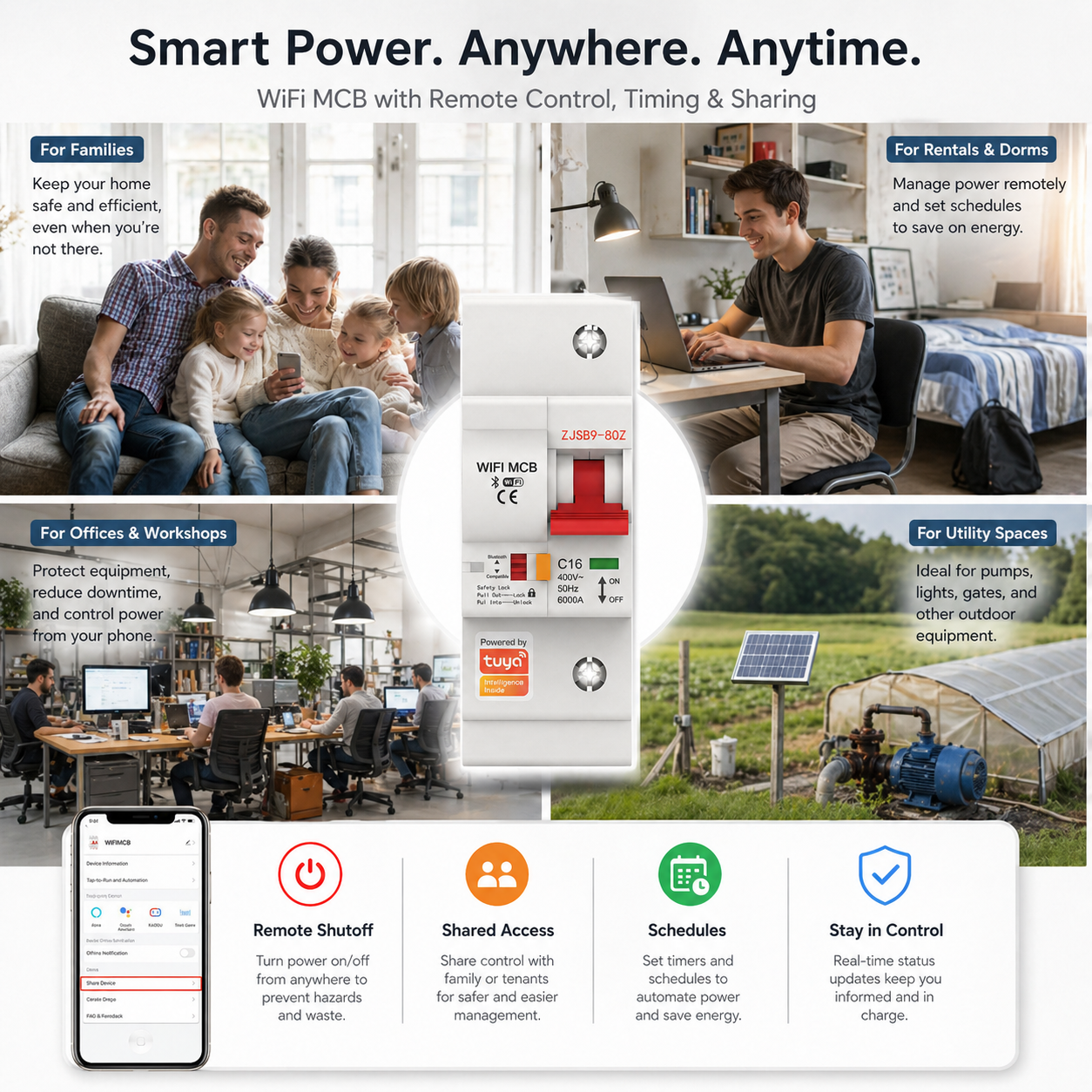 Wi-Fi Smart Circuit Breaker with Energy Monitoring smart wall control product image 5
