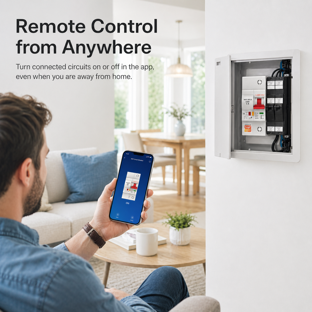 Wi-Fi Smart Circuit Breaker with Energy Monitoring smart wall control product image 3
