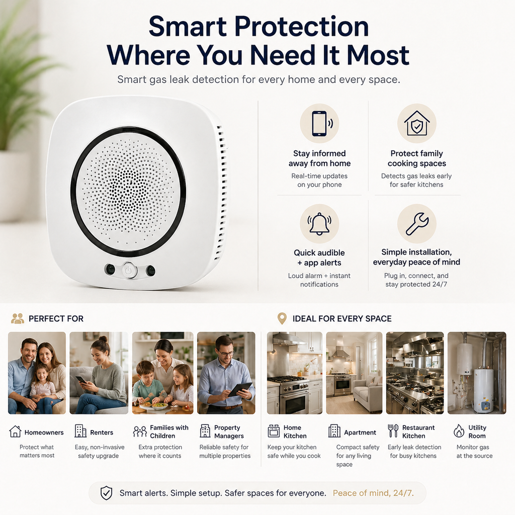 Smart Wi-Fi Natural Gas Detector Alarm gas safety automation product image 5