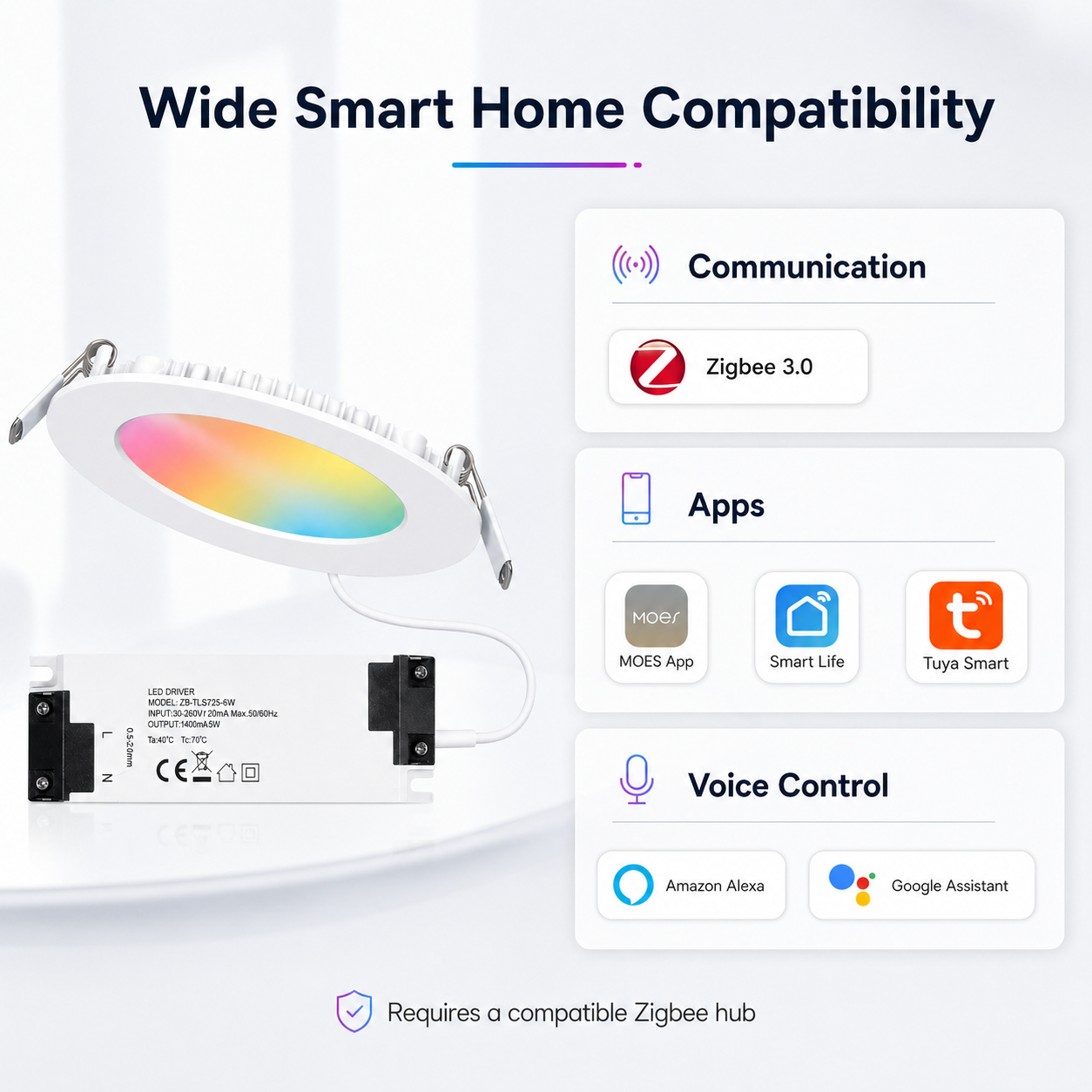 Zigbee RGB+CCT Downlight, 7W smart irrigation product image 9