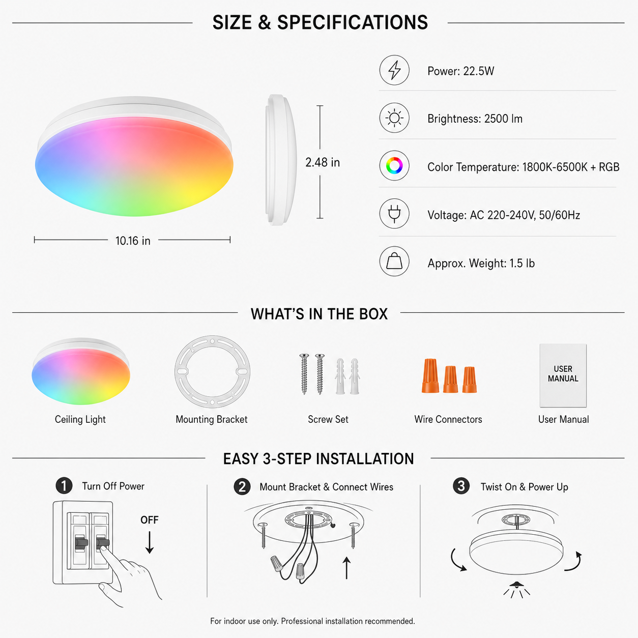 Zigbee RGB Ceiling Light, 23W smart irrigation product image 8