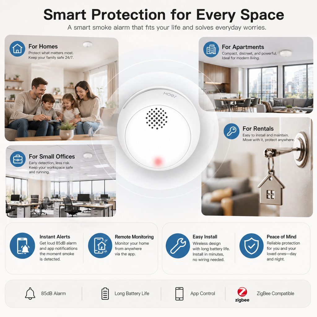 Zigbee Smoke Detector Alarm smart irrigation product image 5