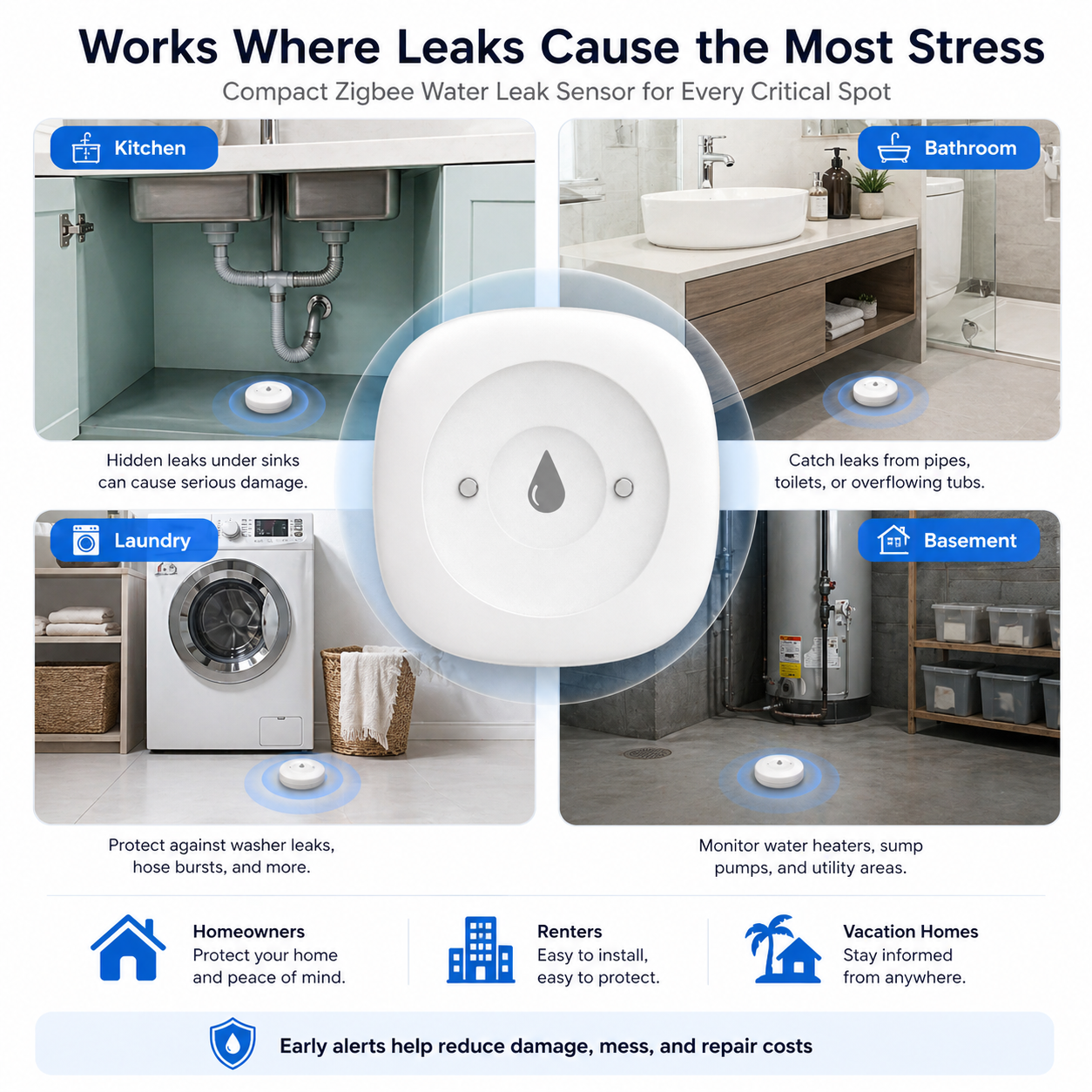 Zigbee Water Leak Sensor smart irrigation product image 6