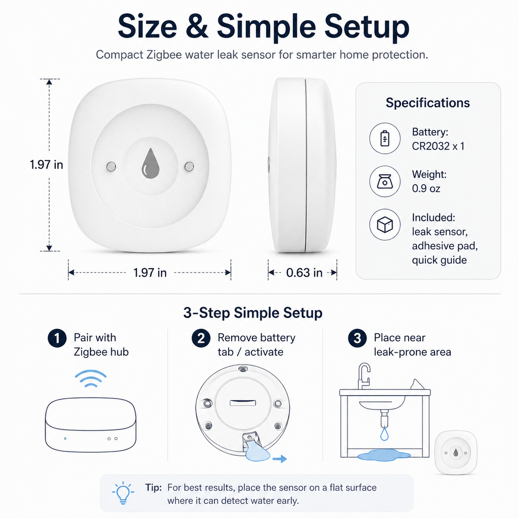 Zigbee Water Leak Sensor smart irrigation product image 9