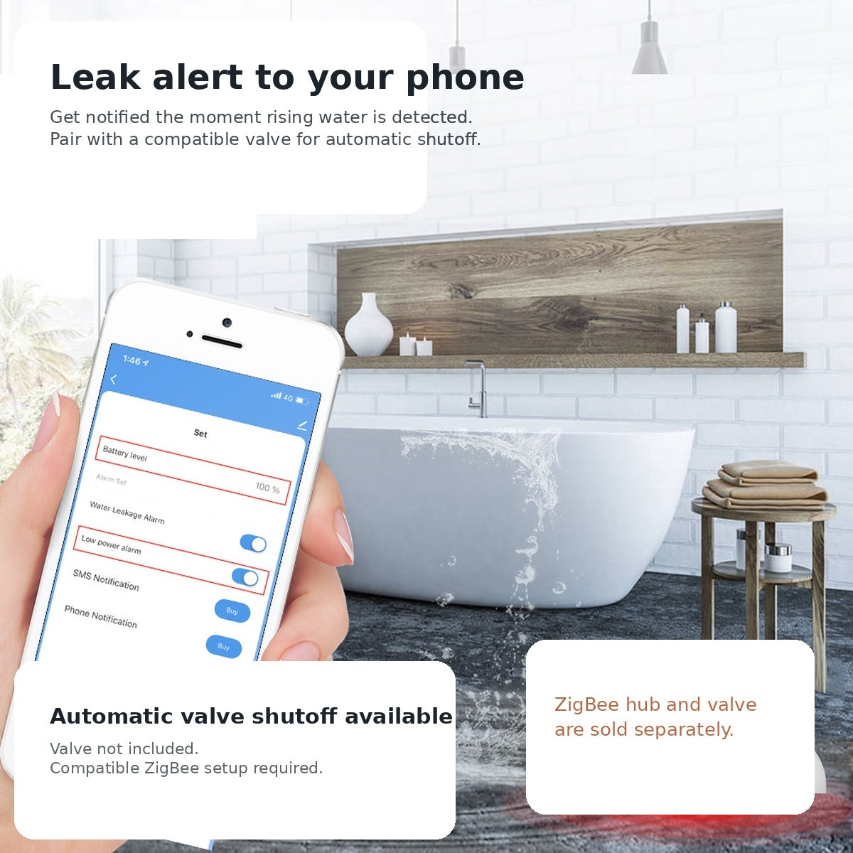 Zigbee IP66 Water Leak Sensor smart irrigation product image 3